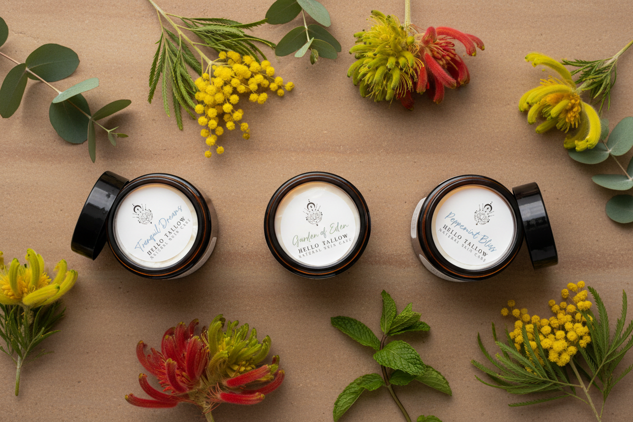The Hello Tallow Trio — all three skincare creams with Australian botanicals